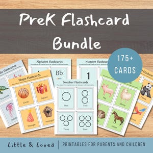 PreK Flashcard Bundle - 175+ Cards | Homeschool Printables, Toddler Morning Basket, Morning Menu Printables