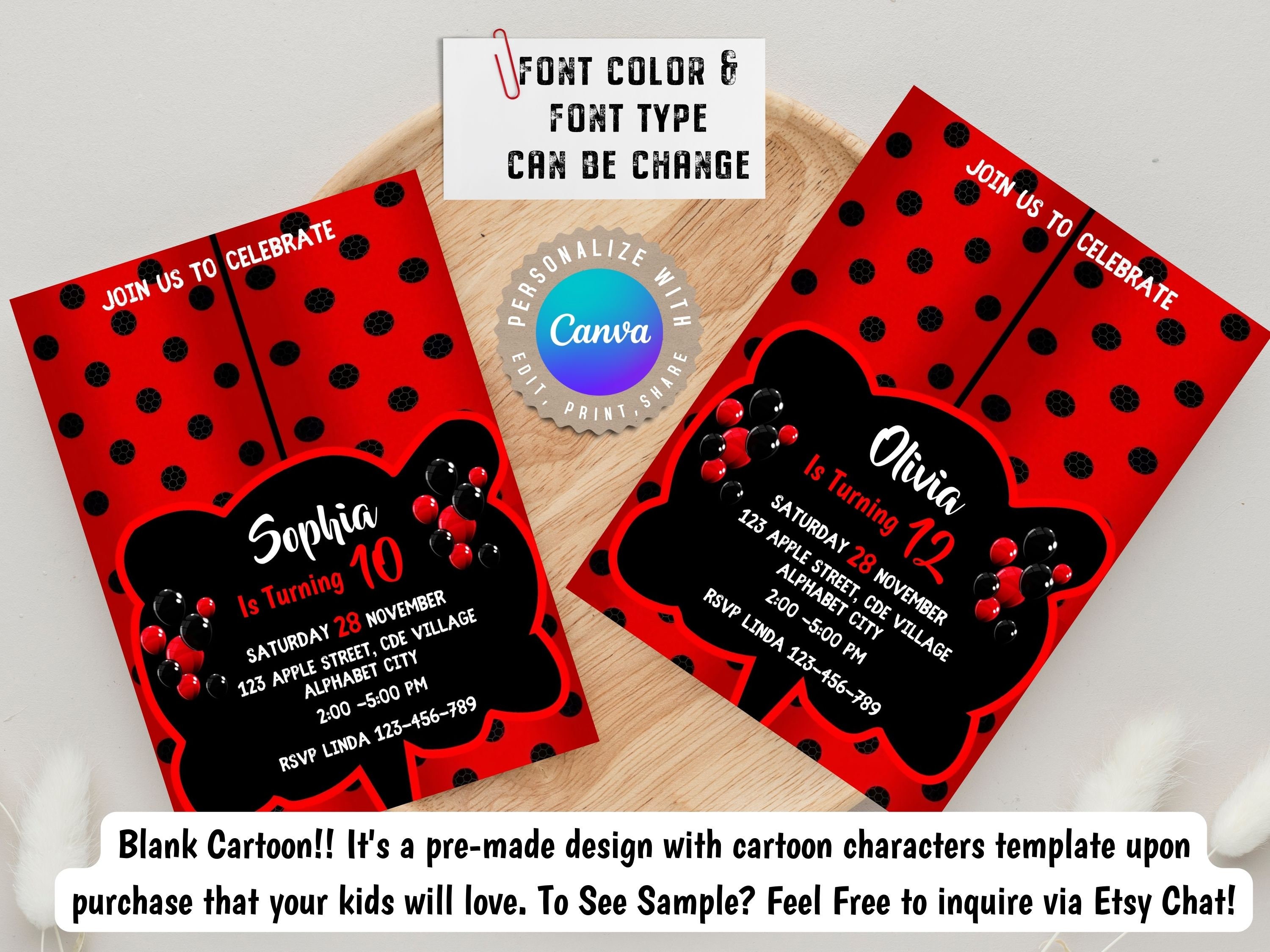 Kit Imprimible Ladybug Miraculous + Libro Colorear Editable