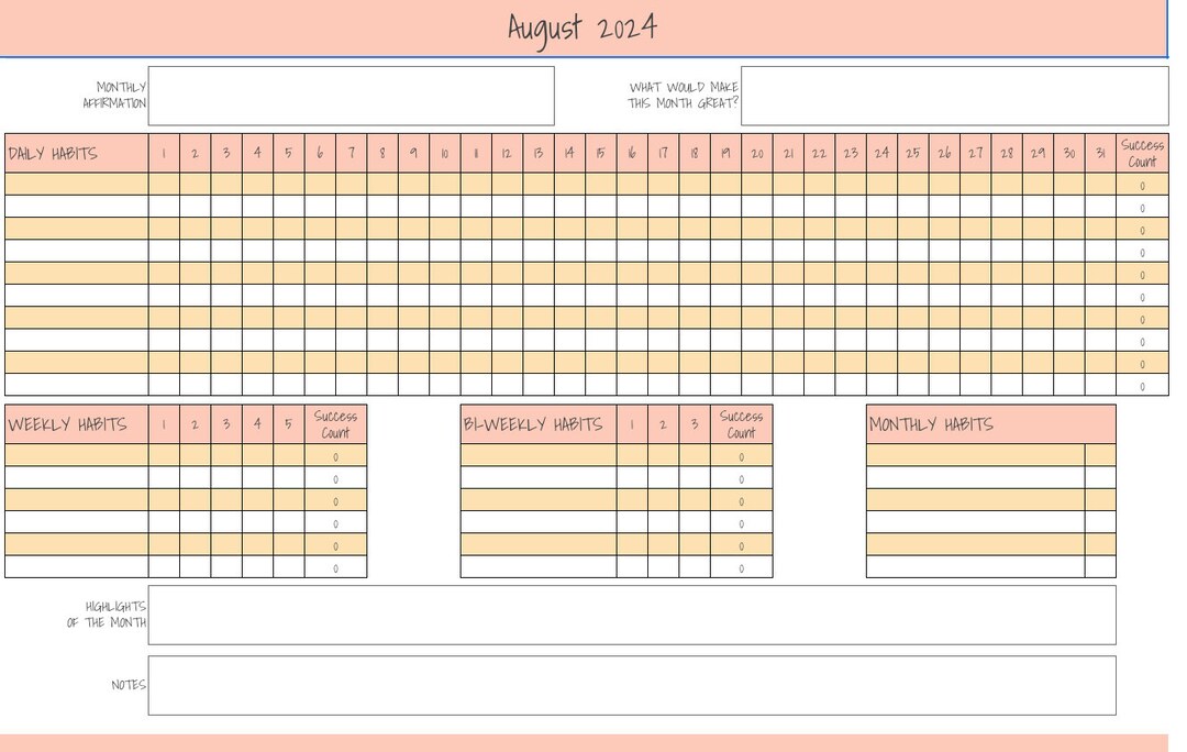 2024 Printable Habit Tracker Daily, Weekly, Bi-weekly, Monthly Tracker ...