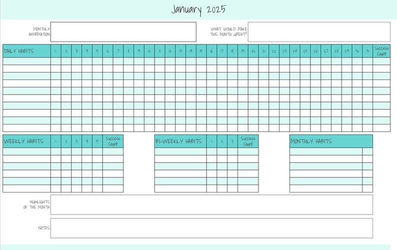 2025 Printable Habit Tracker Daily, Weekly, Bi-weekly, Monthly Tracker ...