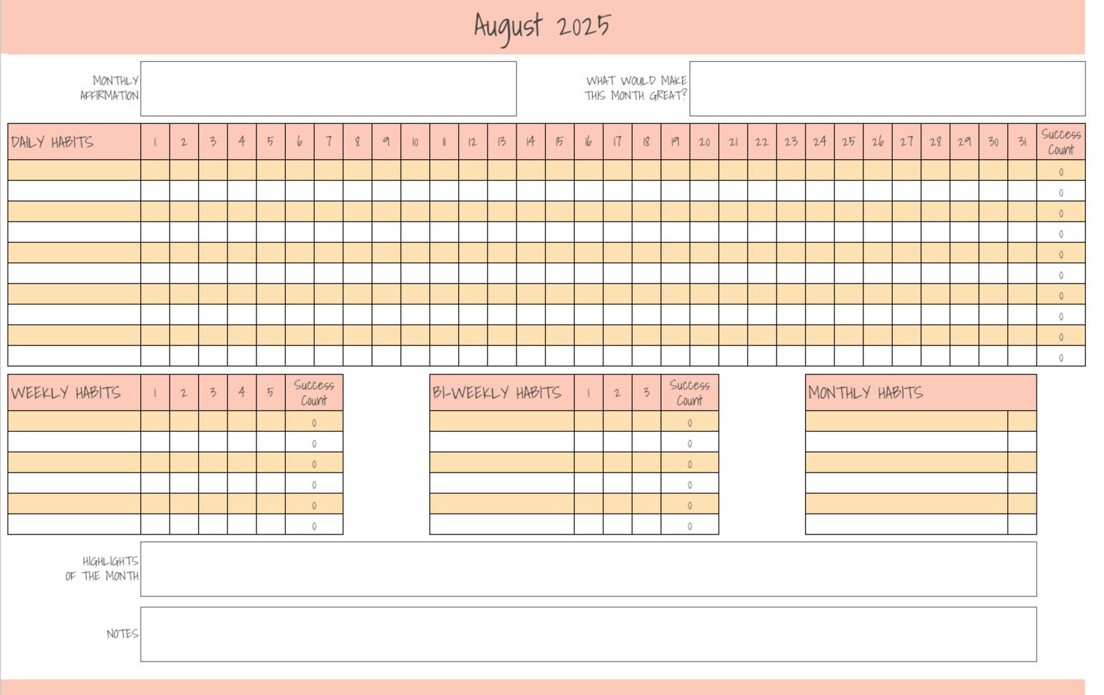 2025 Printable Habit Tracker Daily, Weekly, Bi-weekly, Monthly Tracker ...