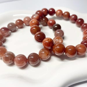 Rare Red Rabbit Fur Quartz, Rabbit Hair Rutilated Quartz, Crystal Bead Bracelet