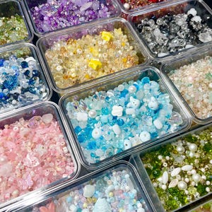 Glass Seed Beads Mix with Crystals, 50ml