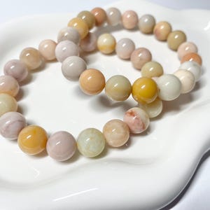 Colorful Burmese Jade, Crystal Bead Bracelet, Round