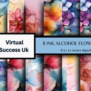 Floral Alcohol Ink Junk Journal Kit – Colourful Printable Pages, Vintage Ephemera for Scrapbooking & Paper Crafts