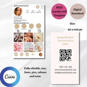 Instagram Business Card Template, Pink IG Business Card, QR Code Card,  Business Cards, Nails, Spa, Lash Business, DIY Canva Editable