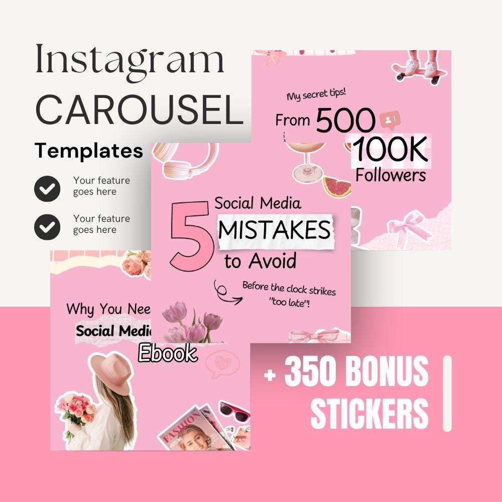100 Editable Pink Carousel Posts for Digital Marketing | Canva ...