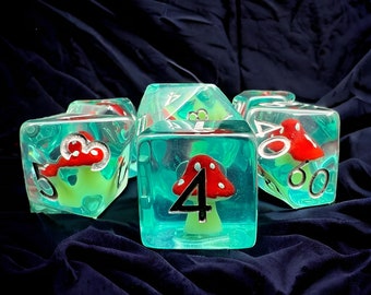Mushroom Dice Set, Unique Resin DND Dice