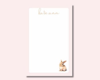 Bunny Rabbit Note Pad, Monogrammed Notepad, Personal Stationery, Classic Notepad, Bunny Lover Gift, Preppy Notepad, Easter Gift