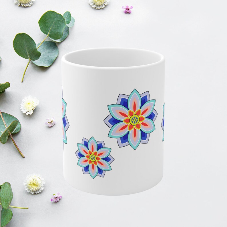 Korean Art Dancheong Flower Mug Perfect Kdrama Fan Gift, Souvenir