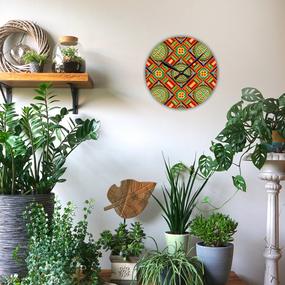 Korean Traditional Pattern Dancheong Inspired Wall Clock, Korea Travel