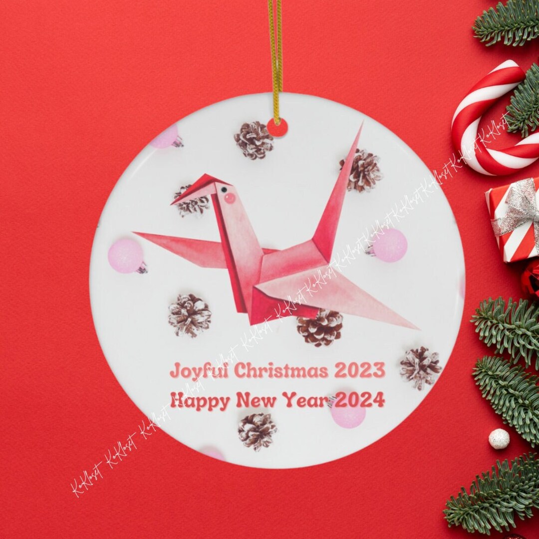 Paper Crane Christmas Ornament, 2023 Christmas Keepsake, Korea