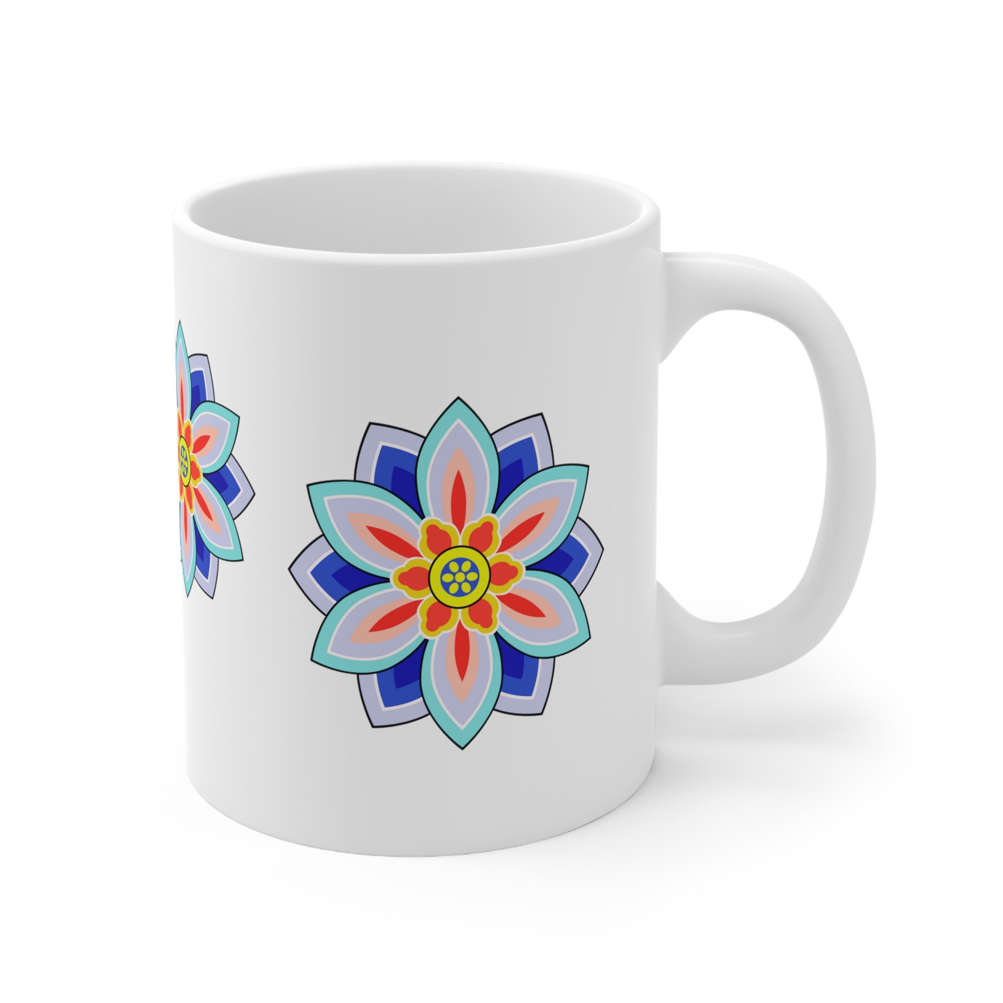 Korean Art Dancheong Flower Mug Perfect Kdrama Fan Gift, Souvenir