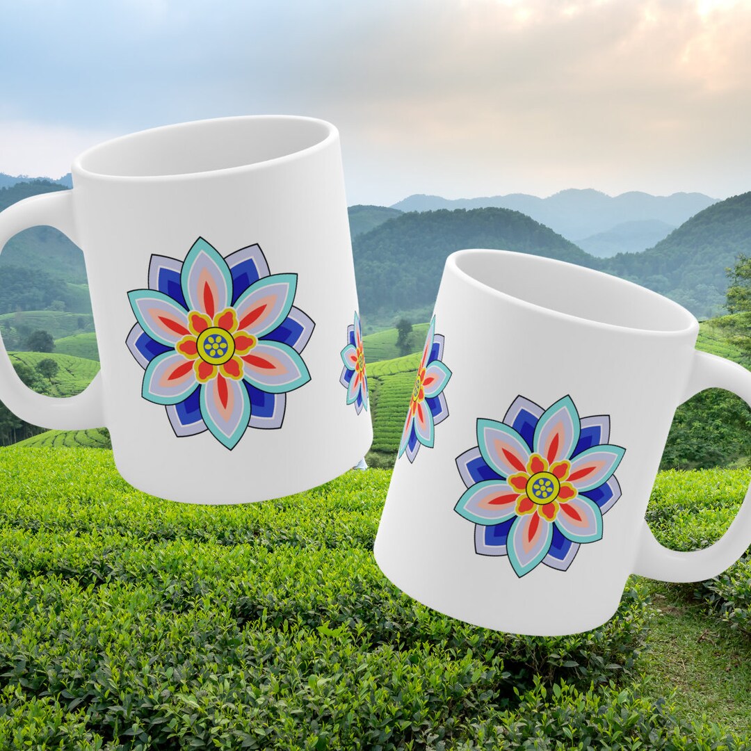 Korean Art Dancheong Flower Mug Perfect Kdrama Fan Gift, Souvenir