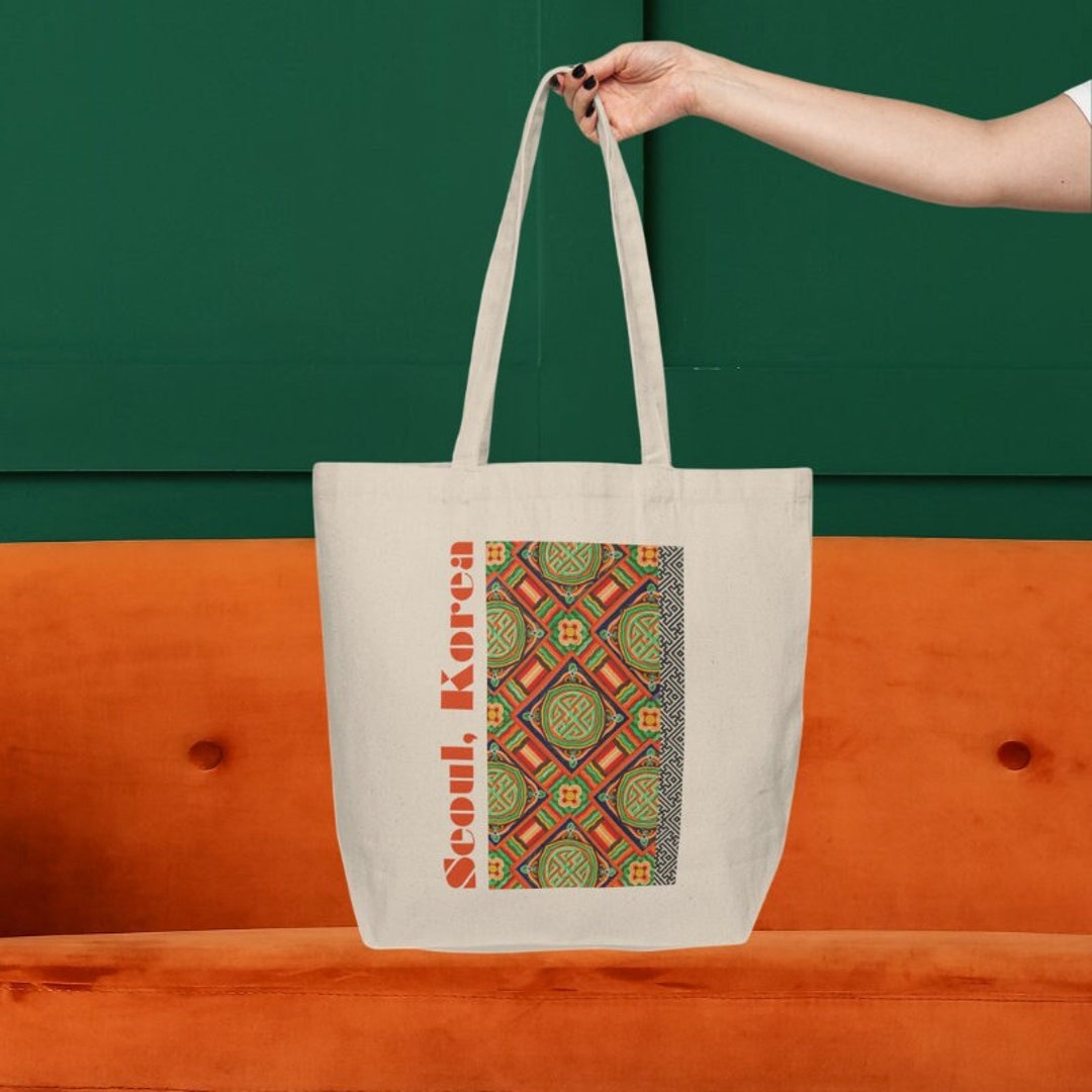 Korean Traditional Dancheong Pattern Canvas Shopping Tote Beauty of