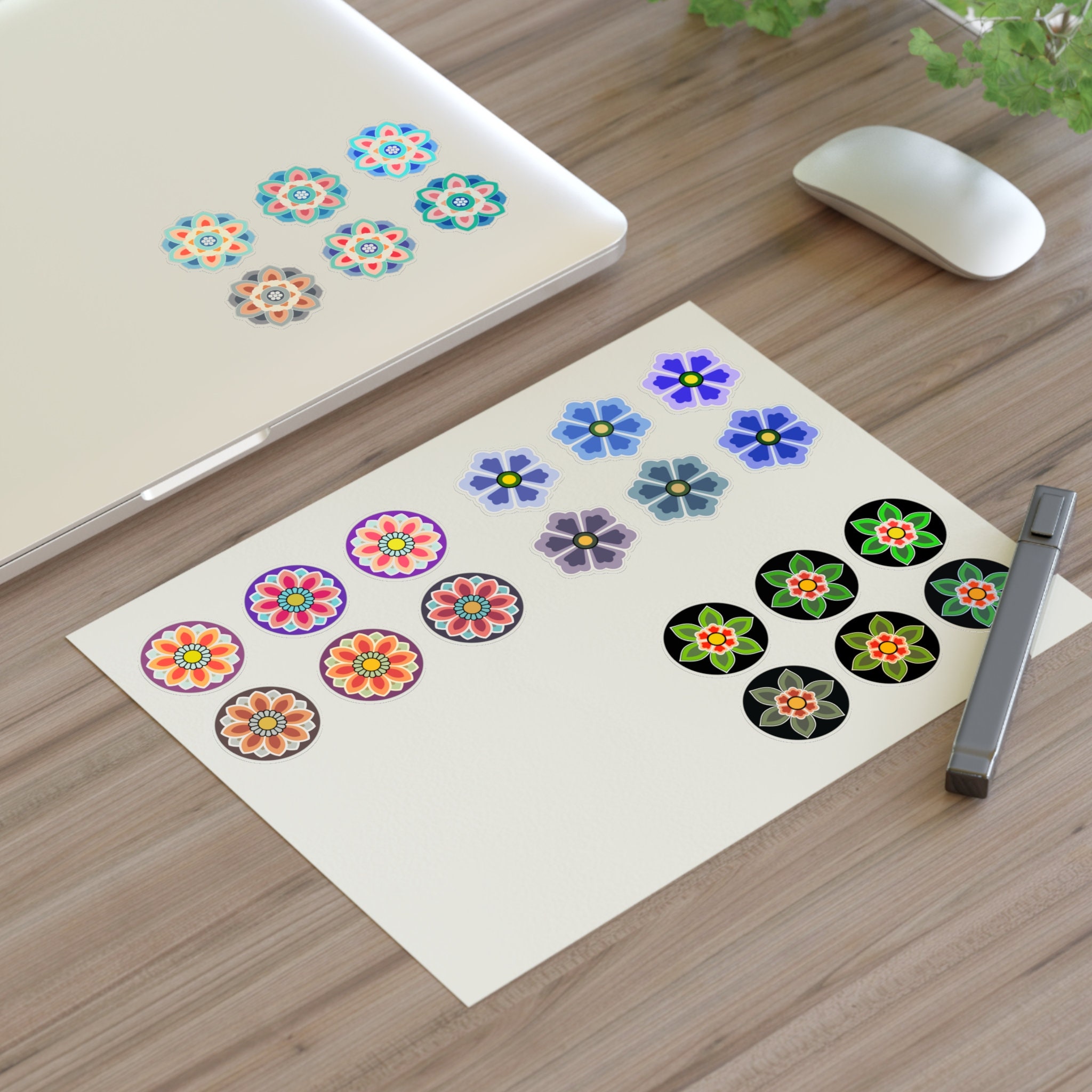 Colorful Flower Pattern Sticker Assortment: Korean Traditional Flower ...