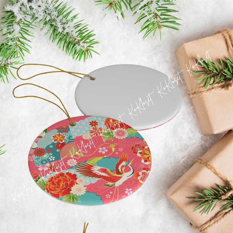 Korean Traditional Art Ornament, Crane, Flowers, Fan, Historic Beauty