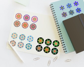 Colorful flower pattern sticker assortment: Korean Traditional Flower Motifs, Beauty of Heritage, Water-resistant Vinyl