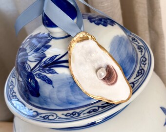 Oyster Shell Freshwater Pearl Hand Painted Ornament
