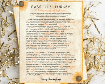 Left Right Game, pass the Turkey printable fall Game, Autumn family Party printables, party passer, pass the pumpkin Thanksgiving games