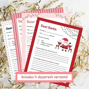 Weihnachtswunschliste Buchstabe zum Ausdrucken, Weihnachtsgeschenk für Kinder, Briefe an den Weihnachtsmann, rosa, rot, schwarz und weiß zum ausdrucken