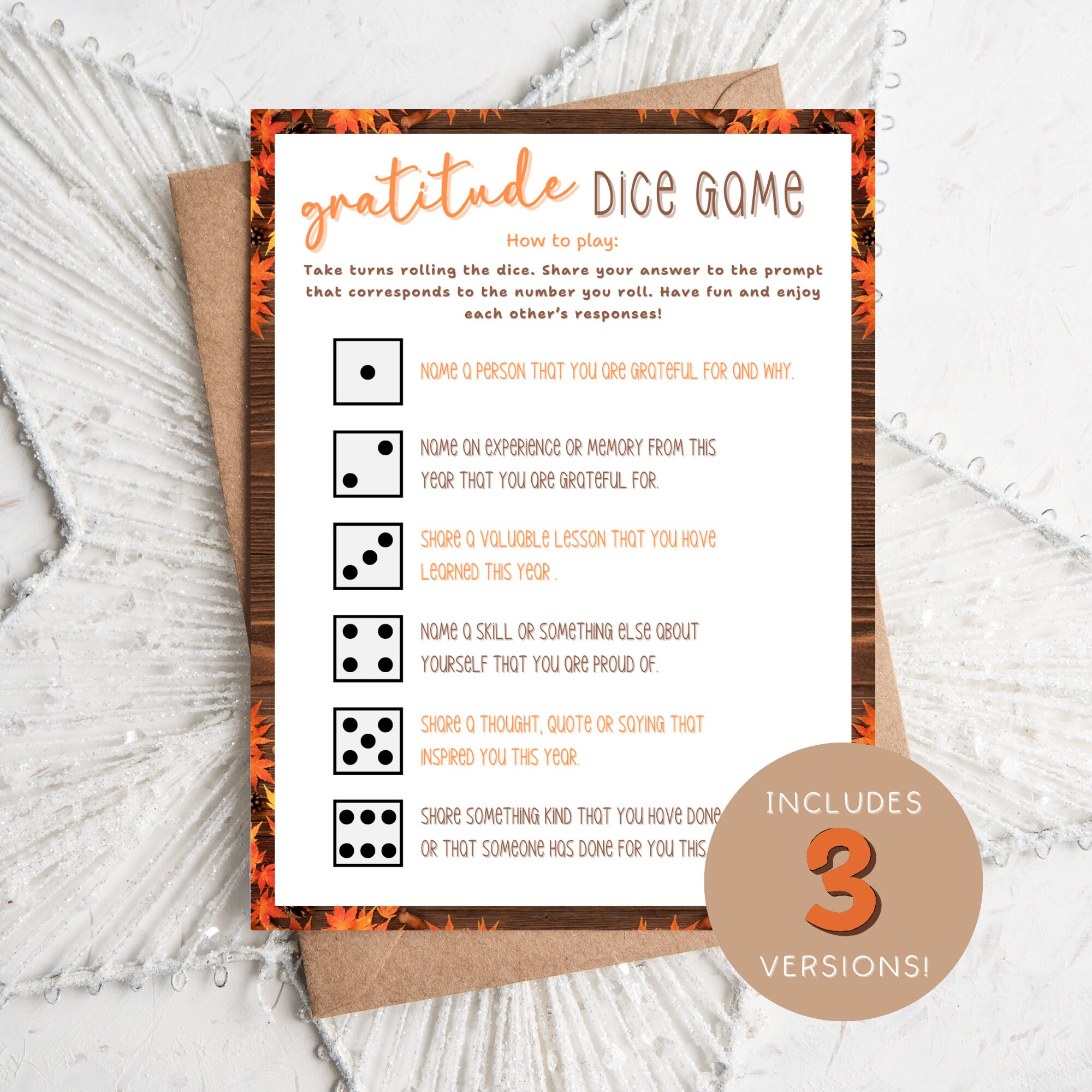 Gratitude Dice Game Thankful Dice - Il Fullxfull.5551359967 J98p 