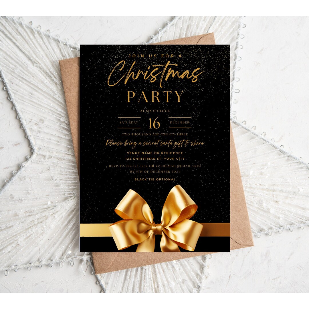 Black Tie Christmas Party Invitation, Fancy Holiday Party Invite