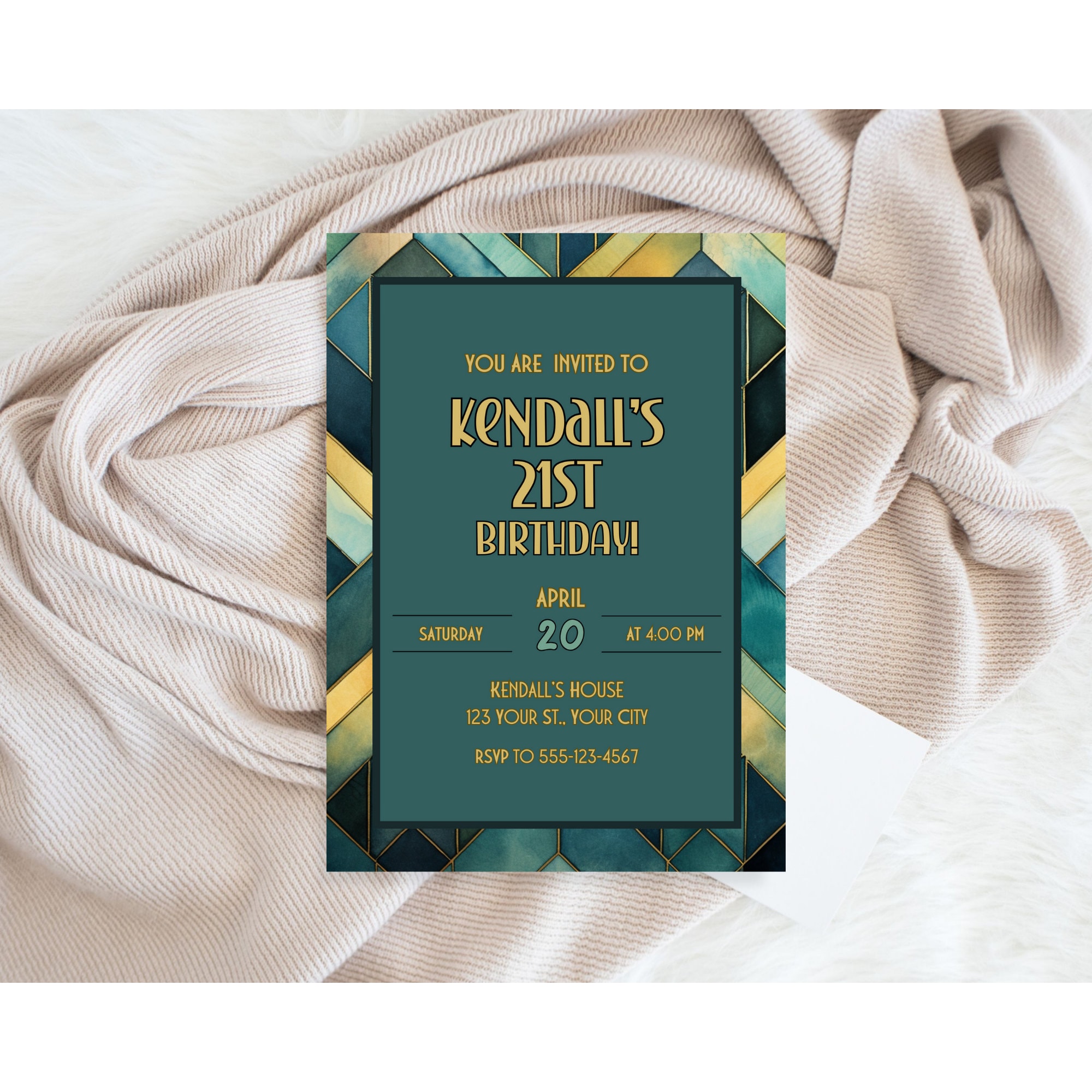 Art Deco Birthday Invitation: 1920s Gatsby Party Invite (digital ...