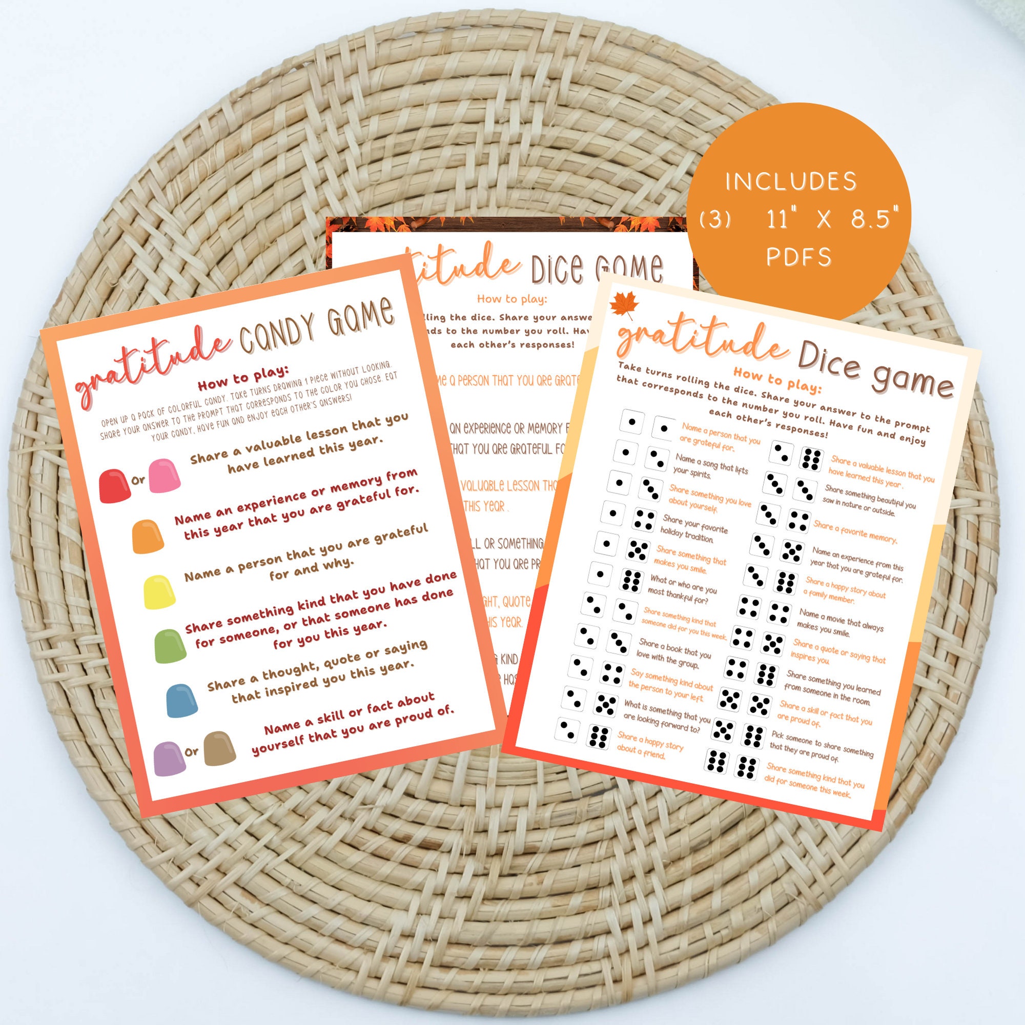 Gratitude Dice Game, Thankful Dice Game, Thanksgiving Gratitude Game ...