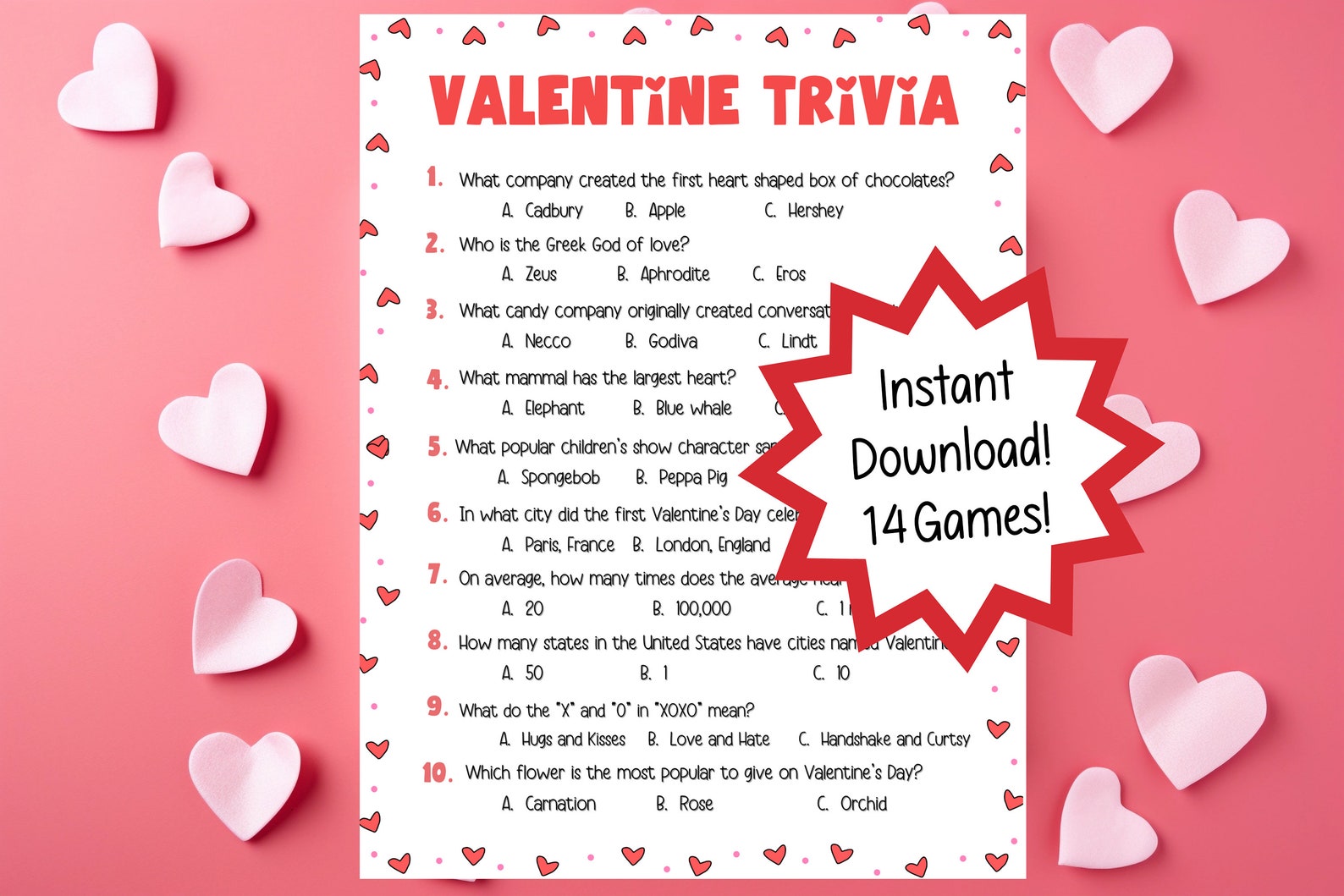 Printable Valentine's Day Games Bundle for Kids and Adults - Etsy