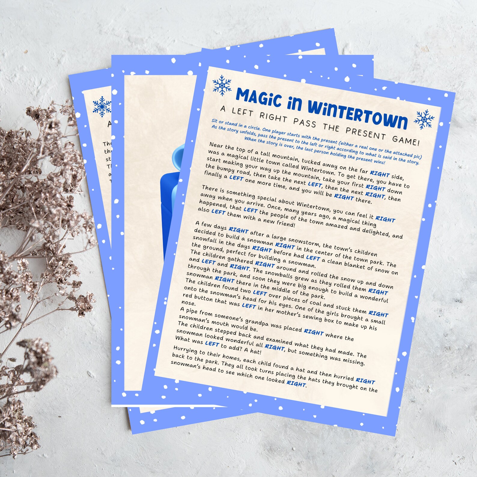 Left Right Game Winter, Right Left Christmas Game Funny, Printable Left ...