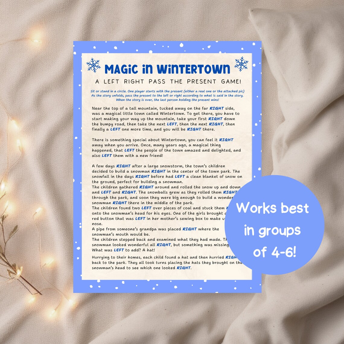 Left Right Game Winter, Right Left Christmas Game Funny, Printable Left ...