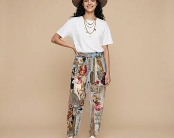 Upcycled Festival Patchwork Jeans — One‑of‑a‑Kind — Zara “Barrel Leg” 90s Fit