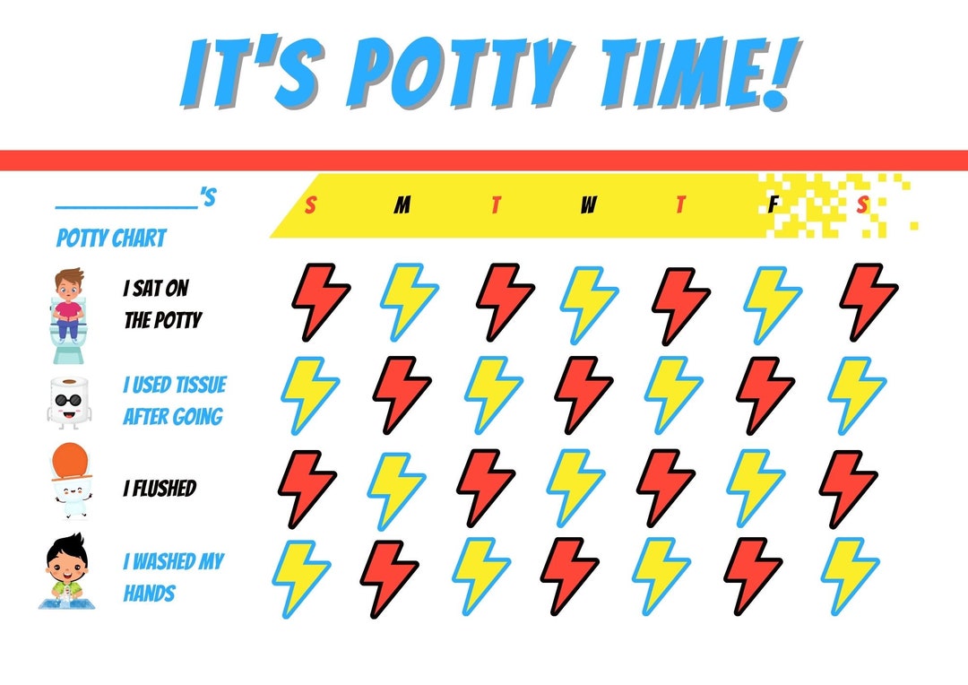 Boys Potty Chart Potty Training Chart Potty Training Chart Etsy