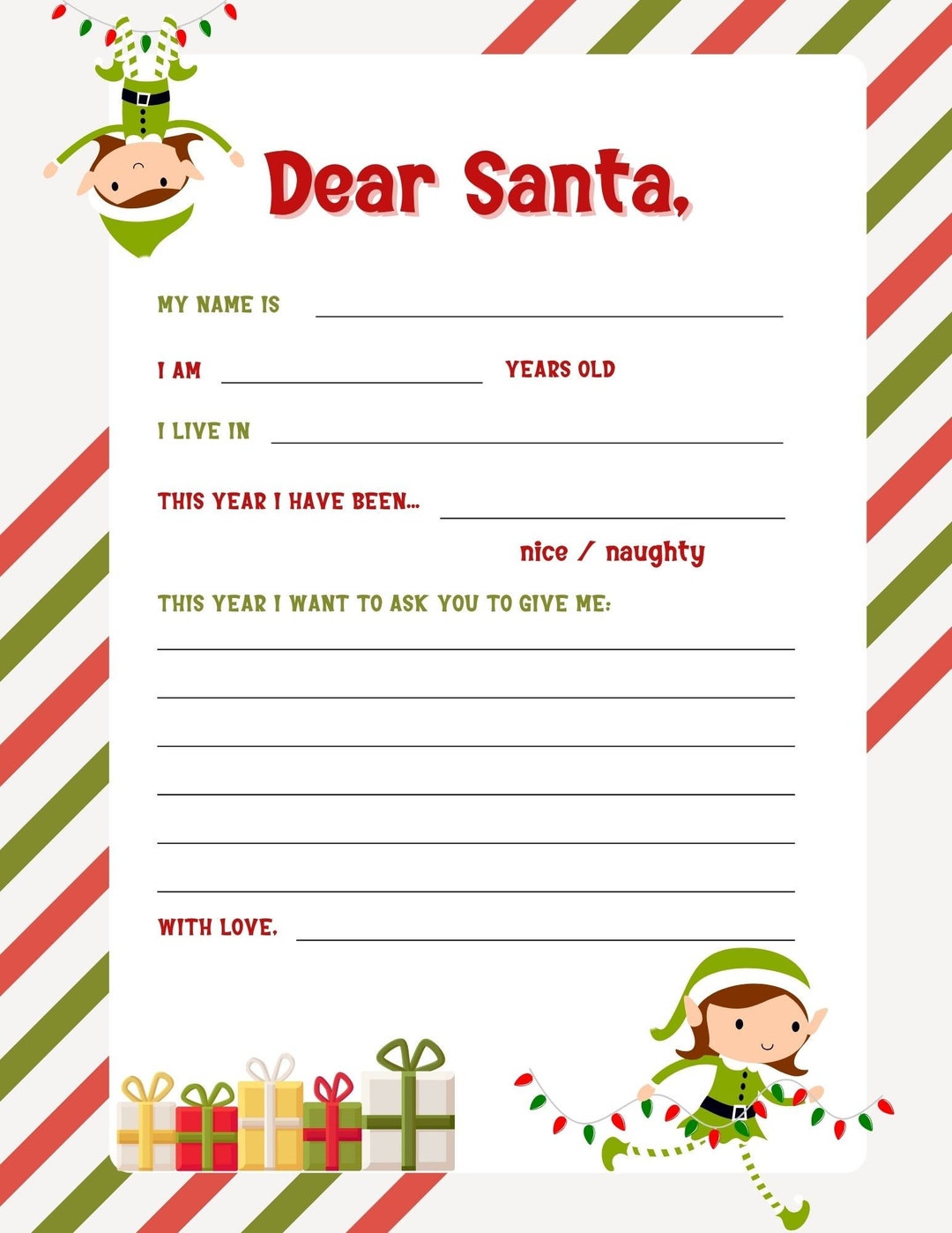 Letter to Santa, Letter to Santa Printable, Santa Letters, Santa Letter, Christmas Wish List