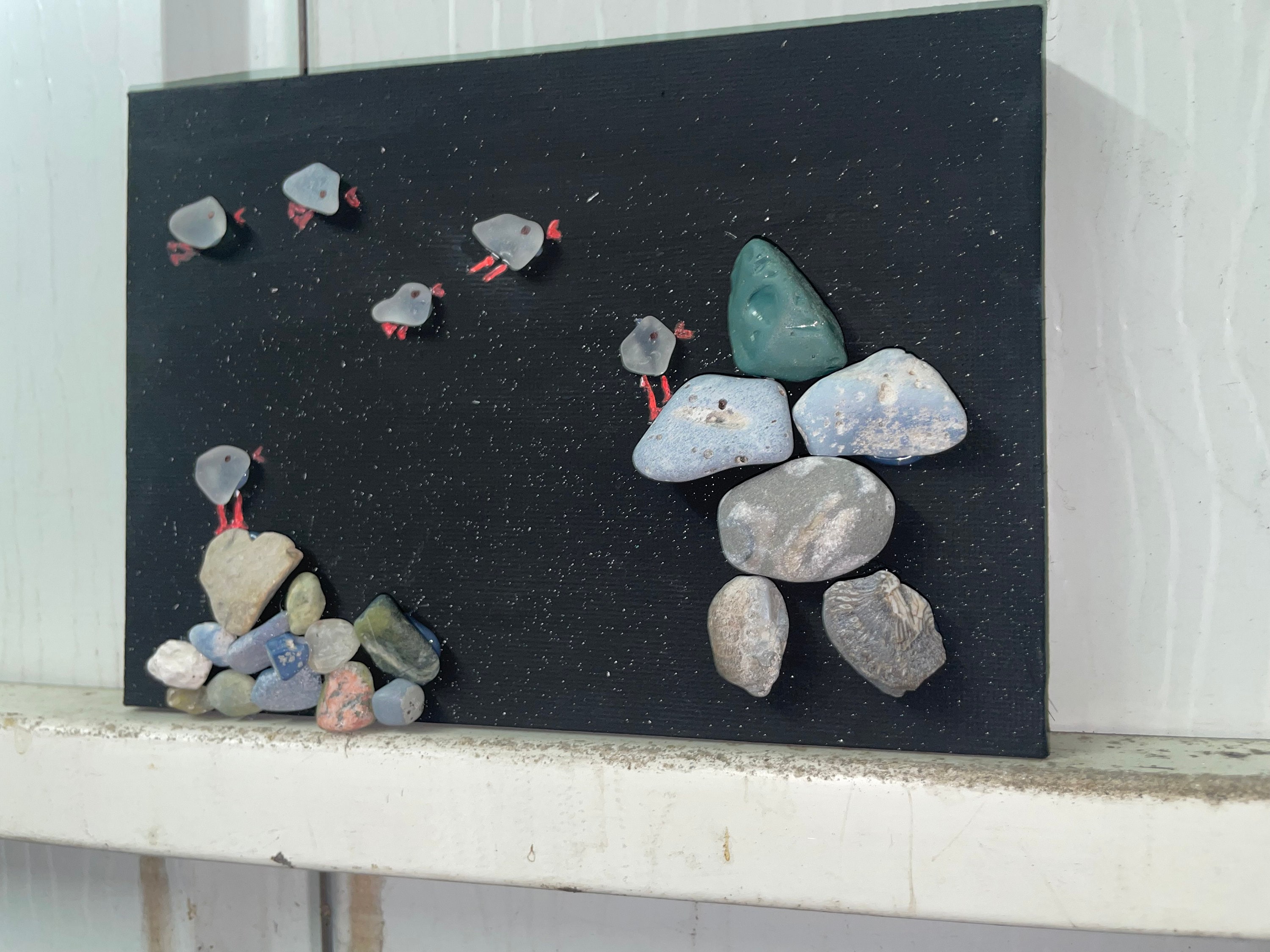 Inukshuk Night Sea Glass Art Etsy