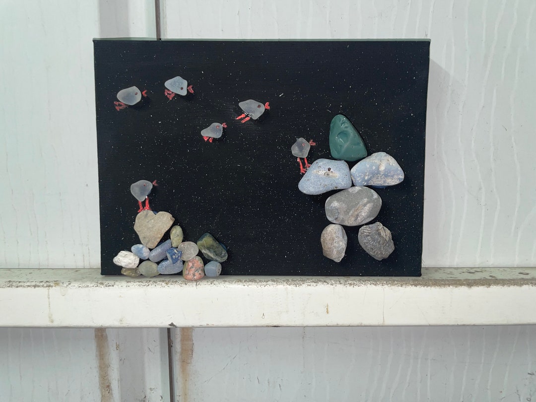 Inukshuk Night Sea Glass Art Etsy