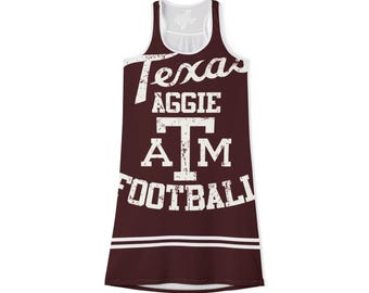 Texas Aggie Football Racerback Dress,  Aggies, game day dress, Texas A&M shirt, color options, Aggie Football game day shirt