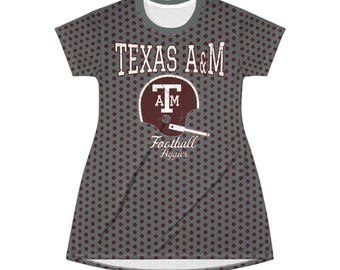 Texas Aggies Game Day Football T-Shirt Dress, Aggies, game day dress, Texas A&M shirt, color options, Aggie Football game day shirt