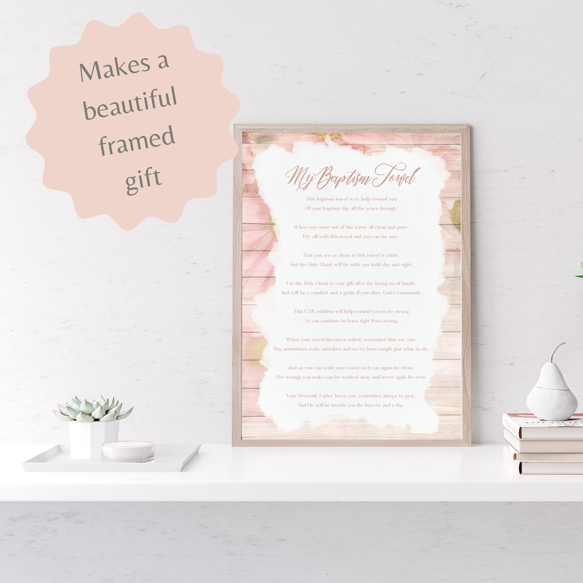 LDS Baptism Towel Card Girl | Baptism Towel Poem | Great Baptism Gift ...