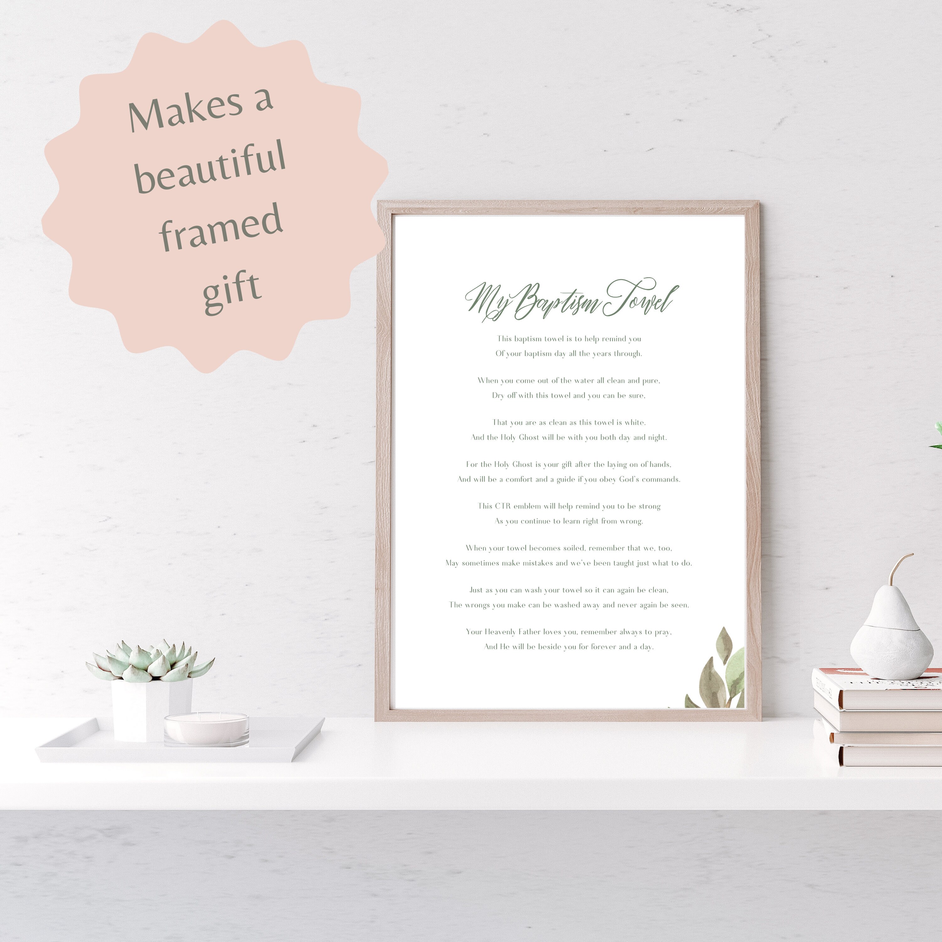 LDS Baptism Towel Card Girl or Boy | Baptism Towel Poem | Great Baptism ...