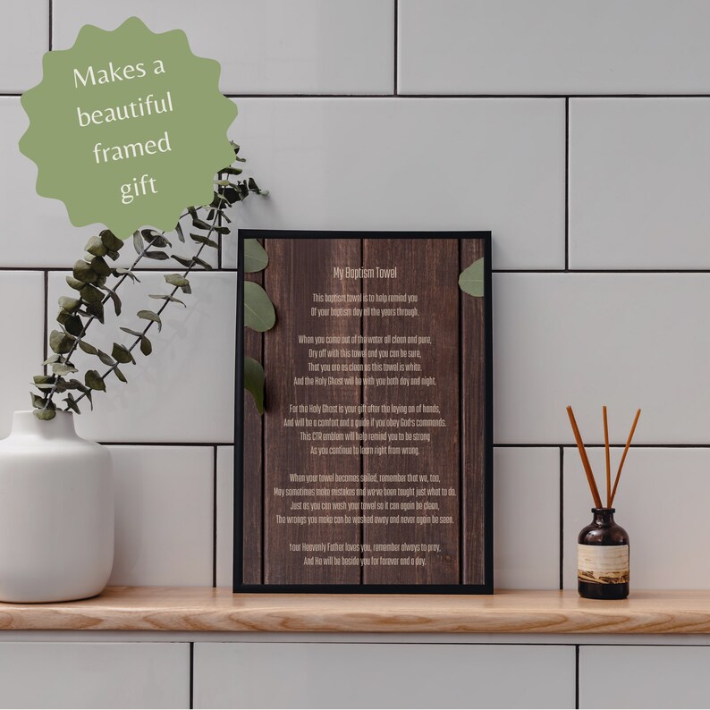 LDS Baptism Towel Card for Boy or Men | Baptism Towel Poem | Great ...