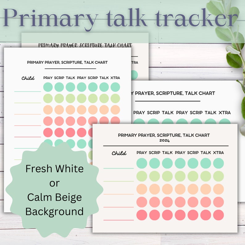LDS Primary Prayer Talk Scripture Tracker | Stay Organized for Opening Exercises | Great for ...