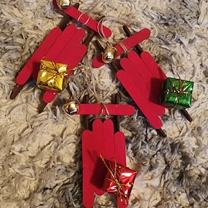 Hand painted Wooden Sled Ornament
