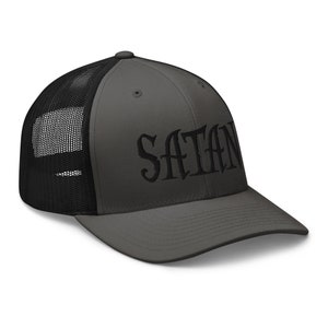 Black Satan Pure Evil Occult Embroidered Trucker Cap Snapback