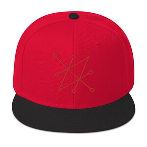 Red Sigil of Fallen Angel Azazel Symbol Embroidered Snapback Hat Flat ...