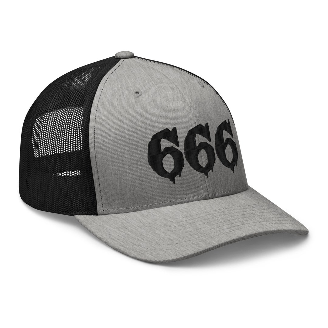 666 Caps Black 666 Horror Style Number of the Beast Embroidered Trucker Cap ...
