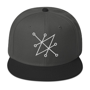 White Sigil of Fallen Angel Azazel Symbol Embroidered Snapback Hat Flat Bill Cap