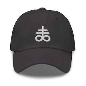 White Leviathan Cross of Satan Embroidered Structured Baseball Cap Dad hat