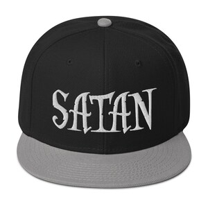 Weiß Satan Pure Evil okkulte bestickte Schiebermütze Snapback Hut